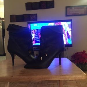 designer leather heal, half boots